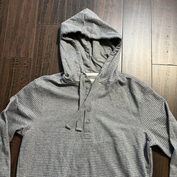 Jachs New York Sweatshirt Mens M Hoodie Blue Gray Striped Recycled Fleece - Picture 3 of 8